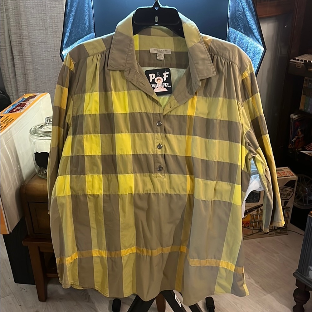 Burberry Yellow and Gray Lightweight Shirt Jacket